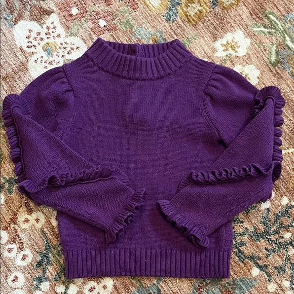 Janie and Jack Purple Ruffle Sleeve Sweater - Picture 1 of 3